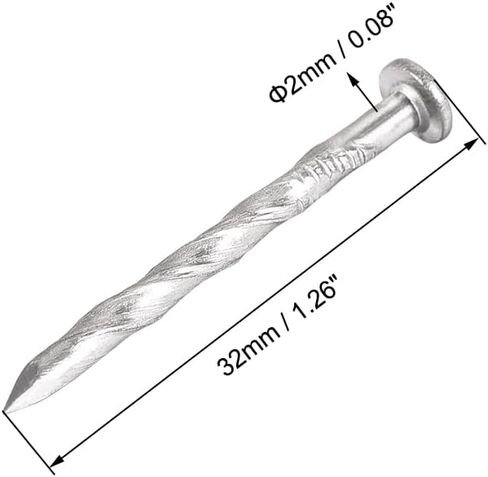 Spiral Deck Nails Stainless Steel Nail Spiral Shank 32mmx2mm(LxD), 100 Pcs in Saudi Arabia