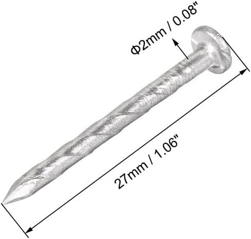 Spiral Deck Nails Stainless Steel Nail Spiral Shank 27mmx2mm(LxD), 100 Pcs in Saudi Arabia