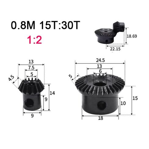 1 قطعة 1:2 ترس مخروطي 0.8 معامل 15 سن + 30 سن 0.8 متر 15T : 30T 90 درجة محرك تخفيف تروس فولاذية تروس فولاذية (مجموعة واحدة 0.8 متر 15t-30t) in Saudi Arabia