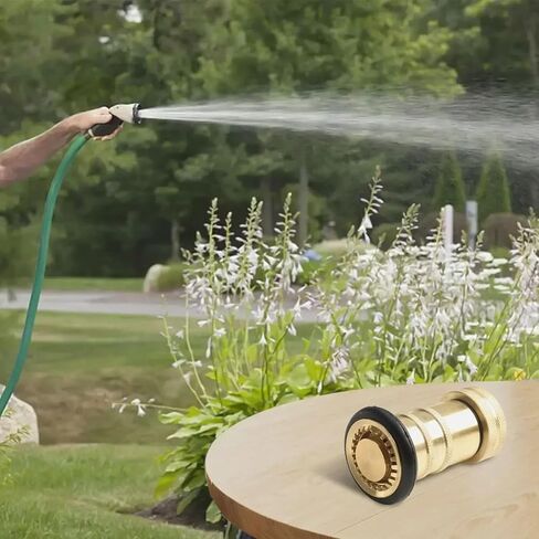 1Pcs 1inch NH/NST Fire Hose Nozzle - Heavy Duty Brass Female Adjustable Spray for Firefighting & Watering in Kuwait