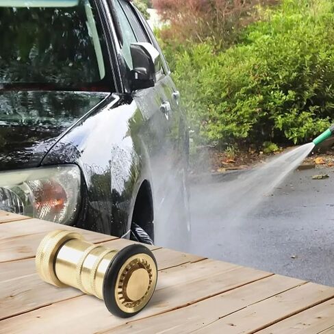 1Pcs 1inch NH/NST Fire Hose Nozzle - Heavy Duty Brass Female Adjustable Spray for Firefighting & Watering in Kuwait