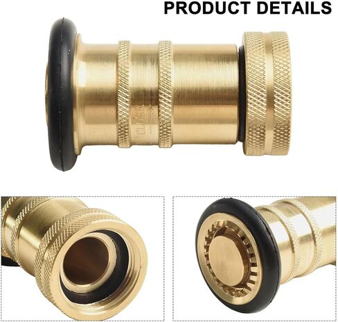 1Pcs 1inch NH/NST Fire Hose Nozzle - Heavy Duty Brass Female Adjustable Spray for Firefighting & Watering in Kuwait