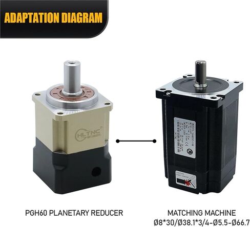 مخفض تروس حلزوني كوكبي PGH60-L1SW/L2SW 14/16 مم محور لـ 57 محرك متدرج أو 60 مؤازرة بنسبة دقة عالية من 3 إلى 100 (10، مناسب لـ 57 متدرج) in Kuwait