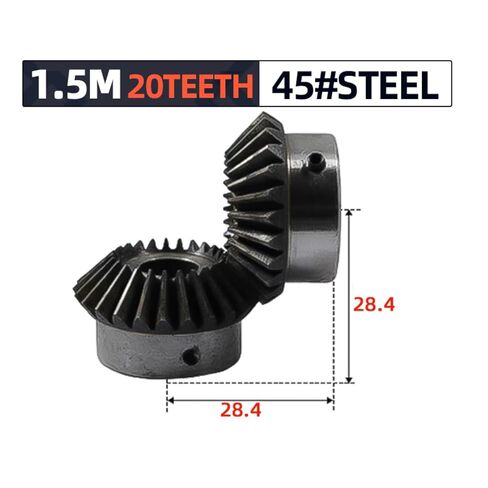 Bevel Gear 1.5M 20Teeth Inner Hole 8/10/12/14/15/16mm 90 Degrees Meshing Angle Steel Gears Screw Hole M5(8mm,10pcs 1.5M20T) in Kuwait