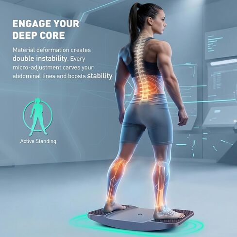 Standing Desk Balance Board - Resilient Flexible Core Wiggle Board for Active Standing - Lateral Tilt Exercise Board for Office Work with Washable TPE Massage Pads - 220 lbs, Gray in Kuwait