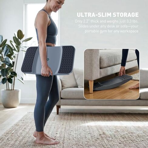 Standing Desk Balance Board - Resilient Flexible Core Wiggle Board for Active Standing - Lateral Tilt Exercise Board for Office Work with Washable TPE Massage Pads - 220 lbs, Gray in Kuwait