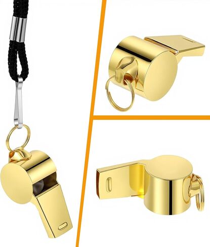 6Pcs Stainless Steel Gold Whistle with Lanyard, Loud Crisp Sound Whistle for Coaches, Referee Coach Whistles, Sports Whistles for Football Basketball Soccer School Lifeguard Emergency in Saudi Arabia