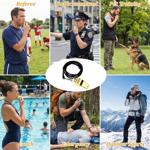 6Pcs Stainless Steel Gold Whistle with Lanyard, Loud Crisp Sound Whistle for Coaches, Referee Coach Whistles, Sports Whistles for Football Basketball Soccer School Lifeguard Emergency in Saudi Arabia