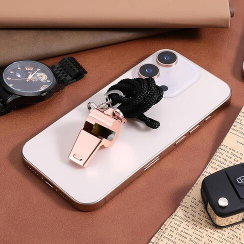 2 Pack Stainless Steel Rose Gold Whistle with Lanyard, Loud Crisp Sound Referee Coach Whistle Sports Whistles for Football Basketball Soccer School Referees Coaches Lifeguard Emergency in Saudi Arabia