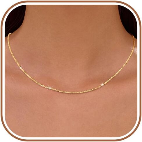 Stackable 925 Sterling Silver Necklaces for Women Gold Shiny Twist Rope Clavicle Chain Necklace Fashion Simple Thin Bling Choker Necklace Birthday Wedding Graduation Gifts for Her in Kuwait