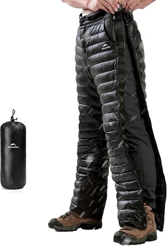 Naturehike Side Zipper Duck Down Pants, Packable Winter Snow Ski Pants for Men&Women, Windproof Warm Insulated Puffy Trousers in Kuwait