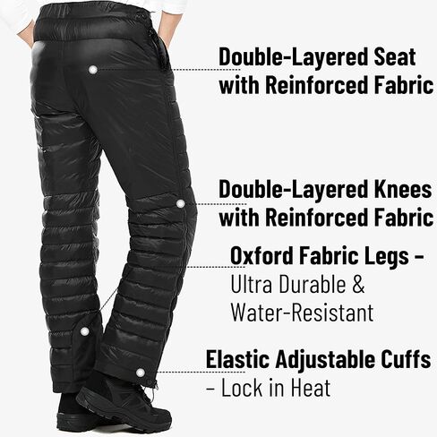 Naturehike Side Zipper Duck Down Pants, Packable Winter Snow Ski Pants for Men&Women, Windproof Warm Insulated Puffy Trousers in Kuwait