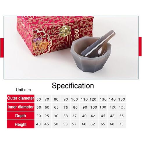 Agate Mortar and Pestle Set, Natural Agate Grinding Bowl with Deep Interior, 7.2-7.5 Hardness Use for Laboratory Efficient Grinding & Mixing in Saudi Arabia