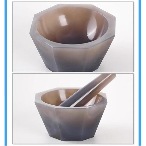 Agate Mortar and Pestle Set, Natural Agate Grinding Bowl with Deep Interior, 7.2-7.5 Hardness Use for Laboratory Efficient Grinding & Mixing in Saudi Arabia