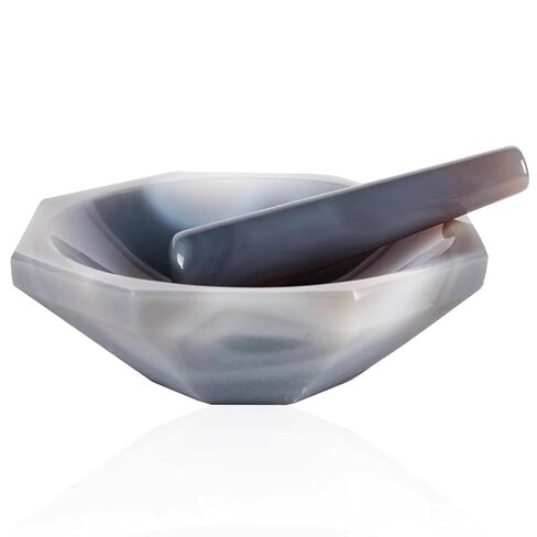 Agate Mortar and Pestle Set, Natural Agate Grinding Bowl, 7-7.2 Hardness, Inner Diameter 30mm-150mm Available, Use for Laboratory Efficient Grinding & Mixing in Kuwait