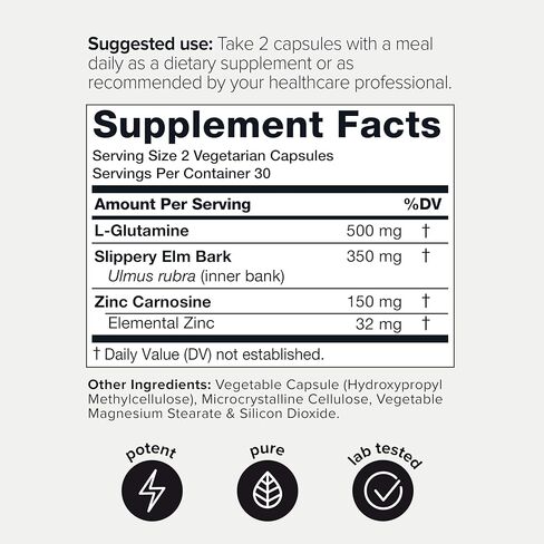 1000 مجم من مكمل الزنك كارنوزين الثلاثي - قوة فائقة 150 مجم من مركب الزنك L-كارنوزين - مع L-Glutamine وSlippery Elm - تم اختباره من قبل طرف ثالث - 60 كبسولة in Saudi Arabia