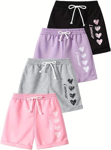 Girls 4 Packs Athletic Shorts Toddler Kids Workout Dance Dolphin Short 4-12Y in Kuwait