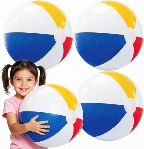 كرات الشاطئ - 20 بوصة (Ø 13 بوصة) كرات الشاطئ 4 عبوات من ألعاب حمام السباحة القابلة للنفخ بألوان قوس قزح لمستلزمات الحفلات وألعاب الشاطئ لحفلات الصيف والديكورات in Kuwait