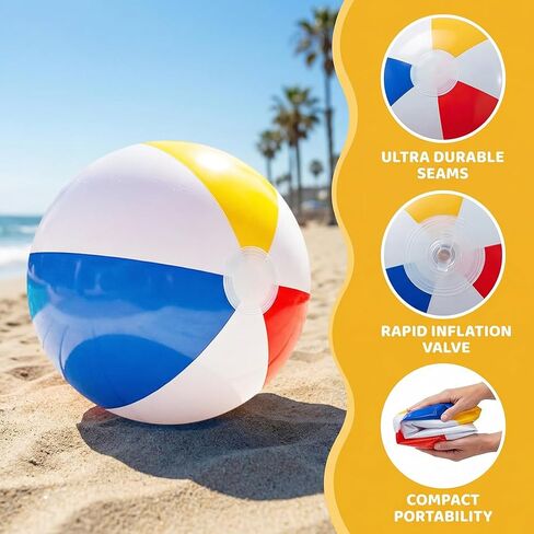 كرات الشاطئ - 20 بوصة (Ø 13 بوصة) كرات الشاطئ 4 عبوات من ألعاب حمام السباحة القابلة للنفخ بألوان قوس قزح لمستلزمات الحفلات وألعاب الشاطئ لحفلات الصيف والديكورات in Kuwait