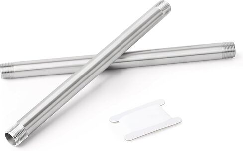 2PCS 304 Stainless Steel Pipe Fittings, 12" Length Nipple Cast Pipe, 1/4" NPT Male x 1/4" NPT Male Threaded for water/oil/air/fuel in Kuwait