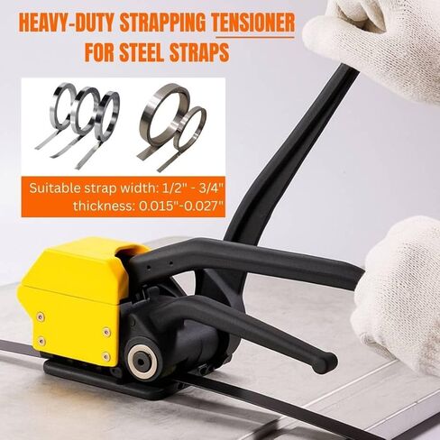 Steel Strapping Tool A333 Heavy Duty Sealless Combination Banding Tool, Manual 3-in-1 Tensioner Crimper Cutter with Alloy Cutter for 1/2"–3/4" Steel Straps, US-Based Support in Saudi Arabia