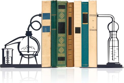 Science Metal Bookends, Atom and Microscope Decor for Bookshelf Home Study Room Science Classroom Decor, Science Gift for Science Teacher Professor Scientist Nerd New Graduate and Friend in Kuwait