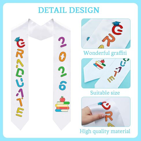 Fumwase Kindergarten Graduation Sash of 2025 Unisex Preschool Graduation Stole Class with Colorful Word in Saudi Arabia