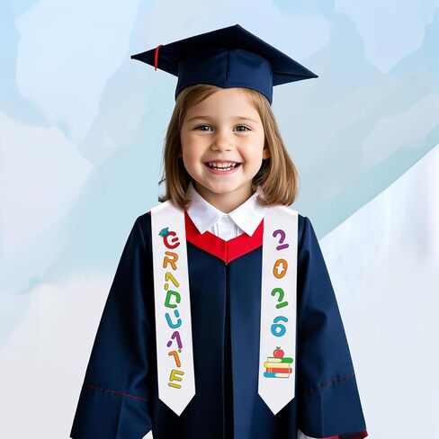 Fumwase Kindergarten Graduation Sash of 2025 Unisex Preschool Graduation Stole Class with Colorful Word in Saudi Arabia