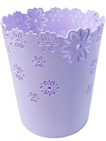 Wastebasket, Hollow Flower Shape Plastic Lidless Wastepaper Baskets Trash Can (Purple, Mini) in Saudi Arabia
