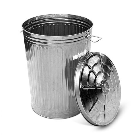 سلة المهملات المعدنية من بليكسون مع غطاء خارجي سعة 20 جالونًا من الفولاذ المجلفن مع غطاء فضي in Kuwait