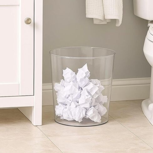 Okllen 6 Pack Clear Round Plastic Waste Baskets, BPA-Free Trash Can Bin for Bathroom, Kitchen, Office, Home, 8"x7.5"x6.4" in Saudi Arabia