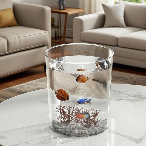 Okllen 6 Pack Clear Round Plastic Waste Baskets, BPA-Free Trash Can Bin for Bathroom, Kitchen, Office, Home, 8"x7.5"x6.4" in Saudi Arabia