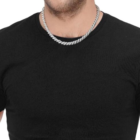 ICEDIAMOND 10MM مطلي بالذهب Creative Retro Helix Cables Necklace سلسلة سلسلة ، Iced Out Bling CZ Diamond Hip Hop Charm Jewelry for Men in Kuwait