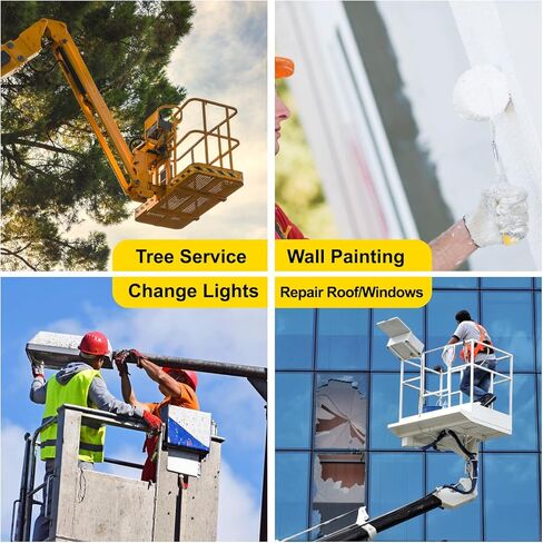 قفص أمان للرافعة الشوكية مقاس 36 بوصة × 36 بوصة منصة عمل رافعة شوكية فولاذية شديدة التحمل بسعة 1150 رطلًا مع 4 عجلات عالمية وسلة رفع قابلة للطي ومنصة جوية بقضبان جوية، أصفر in Kuwait