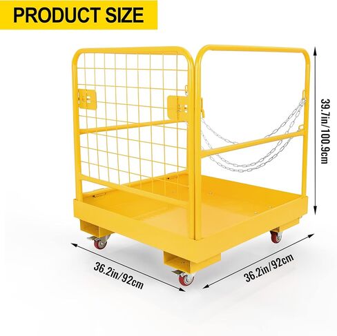 قفص أمان للرافعة الشوكية قضبان جوية مقاس 36 بوصة × 36 بوصة منصة عمل آمنة للرافعة الشوكية من الفولاذ الثقيل مع 4 عجلات عالمية قابلة للطي وسلة رفع بسعة 1150 رطل in Kuwait