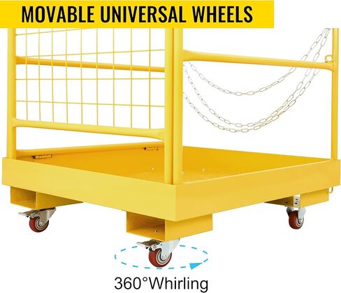 قفص أمان للرافعة الشوكية قضبان جوية مقاس 36 بوصة × 36 بوصة منصة عمل آمنة للرافعة الشوكية من الفولاذ الثقيل مع 4 عجلات عالمية قابلة للطي وسلة رفع بسعة 1150 رطل in Kuwait