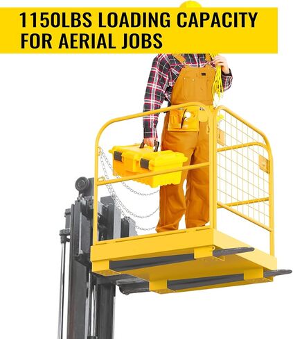 قفص أمان للرافعة الشوكية قضبان جوية مقاس 36 بوصة × 36 بوصة منصة عمل آمنة للرافعة الشوكية من الفولاذ الثقيل مع 4 عجلات عالمية قابلة للطي وسلة رفع بسعة 1150 رطل in Kuwait