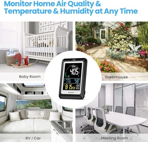 كاشف ثاني أكسيد الكربون من نيوينتور مع رطوبة درجة الحرارة الداخلية، شاشة ثاني أكسيد الكربون مع منبه على مدار الساعة، كاشف ثاني أكسيد الكربون للمنزل، جهاز مراقبة جودة الهواء المحمول مستشعر ثاني أكسيد الكربون لمصنع حديقة الخيام، أسود in Kuwait