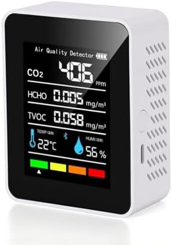 جهاز مراقبة جودة الهواء، جهاز اختبار جودة محمول 5 في 1، جهاز كشف جودة الهواء للكشف عن ثاني أكسيد الكربون في الداخل، لثاني أكسيد الكربون | TVOC | هكو | درجة الحرارة هومي للمنزل، نباتات السيارات، الفندق، المكتب in Kuwait