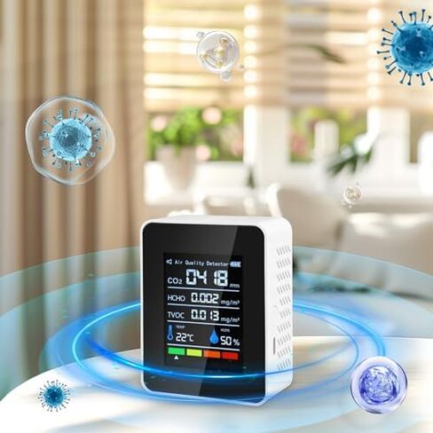 جهاز مراقبة جودة الهواء، جهاز اختبار جودة محمول 5 في 1، جهاز كشف جودة الهواء للكشف عن ثاني أكسيد الكربون في الداخل، لثاني أكسيد الكربون | TVOC | هكو | درجة الحرارة هومي للمنزل، نباتات السيارات، الفندق، المكتب in Kuwait