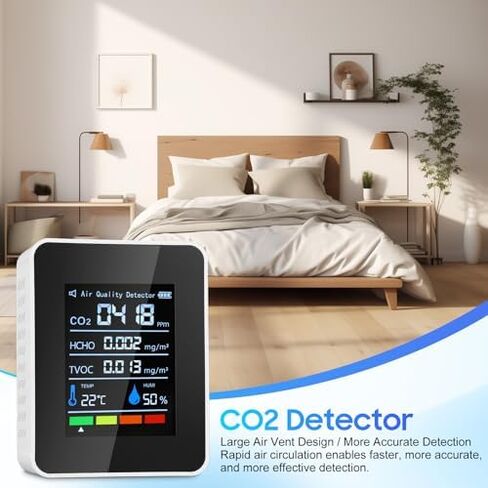 جهاز مراقبة جودة الهواء، جهاز اختبار جودة محمول 5 في 1، جهاز كشف جودة الهواء للكشف عن ثاني أكسيد الكربون في الداخل، لثاني أكسيد الكربون | TVOC | هكو | درجة الحرارة هومي للمنزل، نباتات السيارات، الفندق، المكتب in Kuwait
