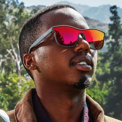 goodr Voight-Kampff Vision Polarized Sunglasses, Medium Sized (VRG), Gray Solid Frames with Rose Mirrored Reflective Lens, UV400 Protection, No Slip, No Bounce in Saudi Arabia