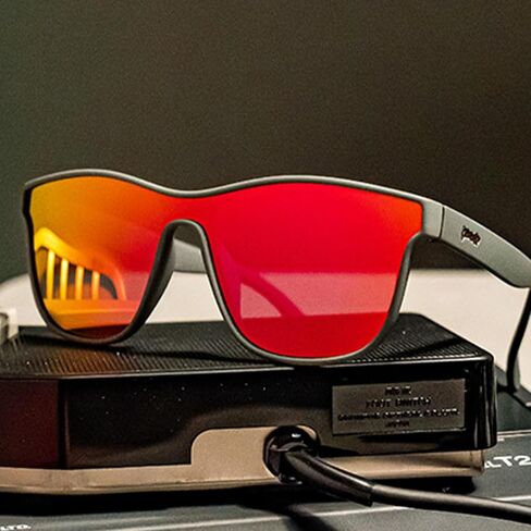 goodr Voight-Kampff Vision Polarized Sunglasses, Medium Sized (VRG), Gray Solid Frames with Rose Mirrored Reflective Lens, UV400 Protection, No Slip, No Bounce in Saudi Arabia