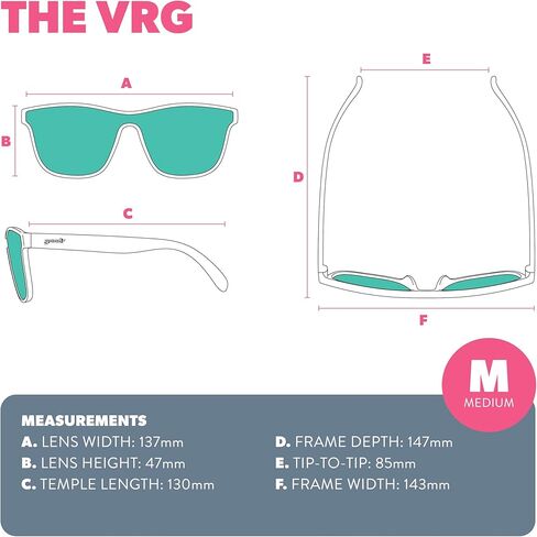 goodr Voight-Kampff Vision Polarized Sunglasses, Medium Sized (VRG), Gray Solid Frames with Rose Mirrored Reflective Lens, UV400 Protection, No Slip, No Bounce in Saudi Arabia