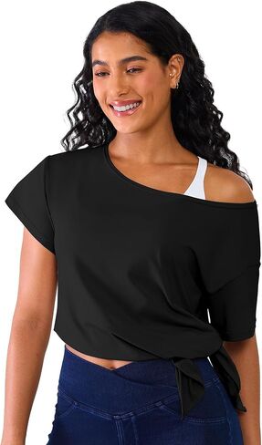 رطوبة الفتل كبيرة الحجم قبالة كتف كتف القمم للنساء الأكمام قصيرة اليوغا تمرين تي شيرت تي شيرت in Kuwait