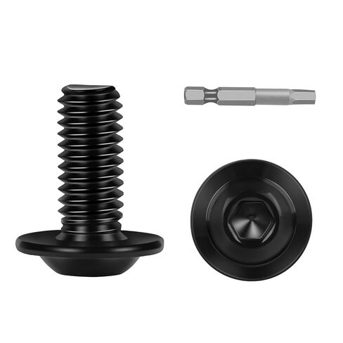 25-Piece M6-1.0 x 16mm Flange Button Head Screws - Black 304 Stainless Steel Socket Head Screws, Allen Hex Drive & Bit Included, Full Thread Machine Bolts in Saudi Arabia