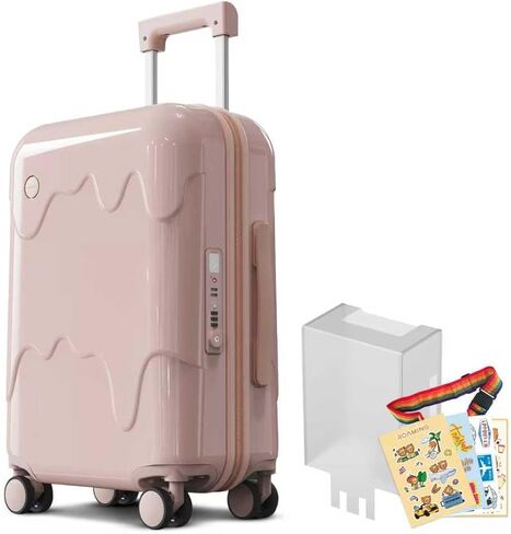 ROAMING 20-Inch Purple Carry On Luggage Airline Approved Lightweight PC Hardside Rolling Suitcase with TSA Lock Cup Holder USB Charging Port and Spinner Wheels for Women Ice cream suitcase in Kuwait