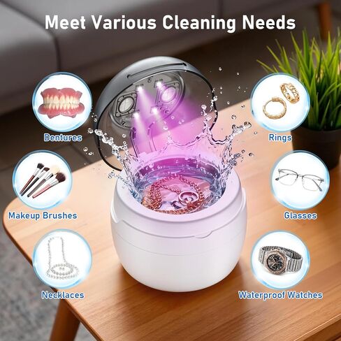 منظف ​​المجوهرات بالموجات فوق الصوتية | آلة التنظيف بالموجات فوق الصوتية 45 كيلو هرتز مع 4 أوضاع وشاشة عرض مؤقت رقمية | تنظيف منخفض الضوضاء بزاوية 360 درجة لفرش المكياج والنظارات والقلائد والخواتم | خزان الفولاذ المقاوم للصدأ in Kuwait