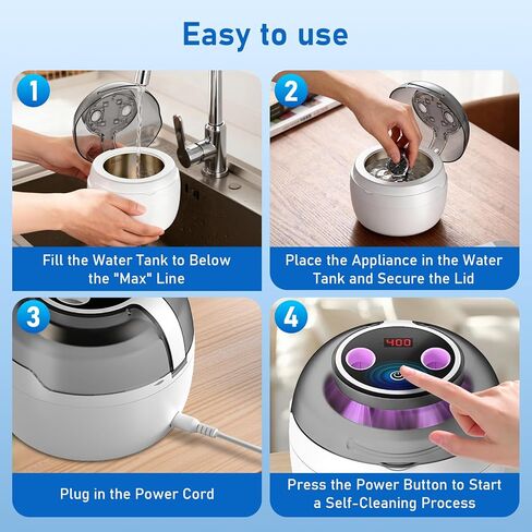 منظف ​​المجوهرات بالموجات فوق الصوتية | آلة التنظيف بالموجات فوق الصوتية 45 كيلو هرتز مع 4 أوضاع وشاشة عرض مؤقت رقمية | تنظيف منخفض الضوضاء بزاوية 360 درجة لفرش المكياج والنظارات والقلائد والخواتم | خزان الفولاذ المقاوم للصدأ in Kuwait