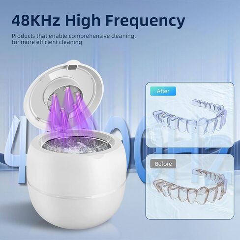 Wireless Ultrasonic Retainer Cleaner Machine 48kHz 210ML Ultrasonic Cleaner, Dental Cleaning Pod with 6 UV Lamps, Digital Timer, 4 Modes, UV Cleaner for Dentures, Aligners, Braces, Jewelry in Saudi Arabia